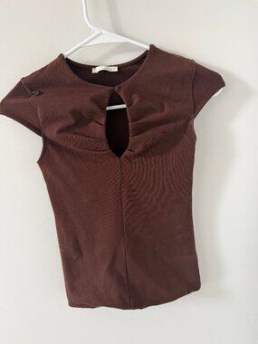 Zara Brown Keyhole Top (Size S)